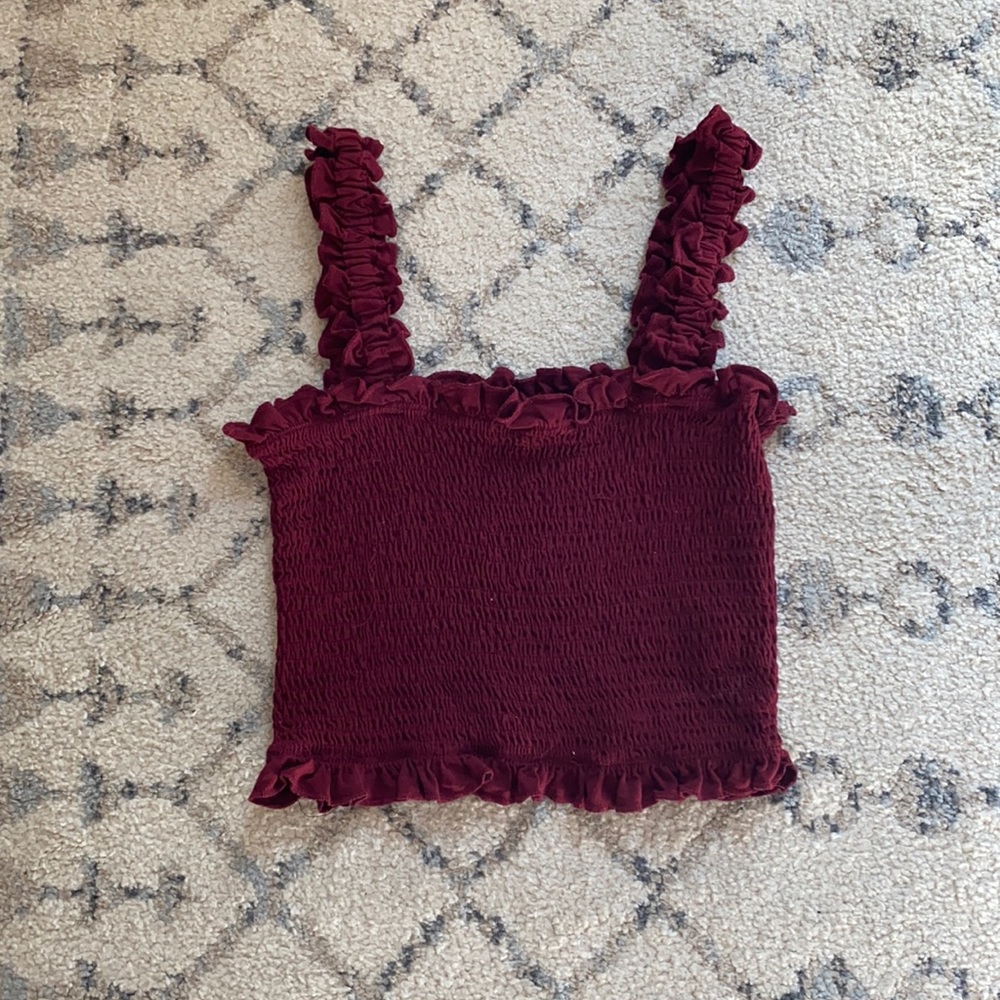 Dark Red Crop Tank Top